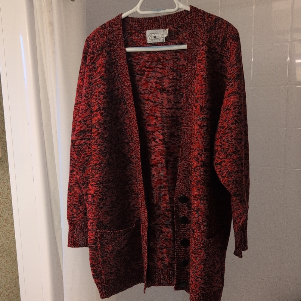 Venezia Red and Black Knit Cardigan